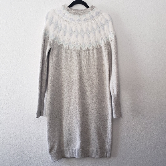 Ann Taylor Fair Isle Grey Sweater Dress Medium - Picture 3 of 11